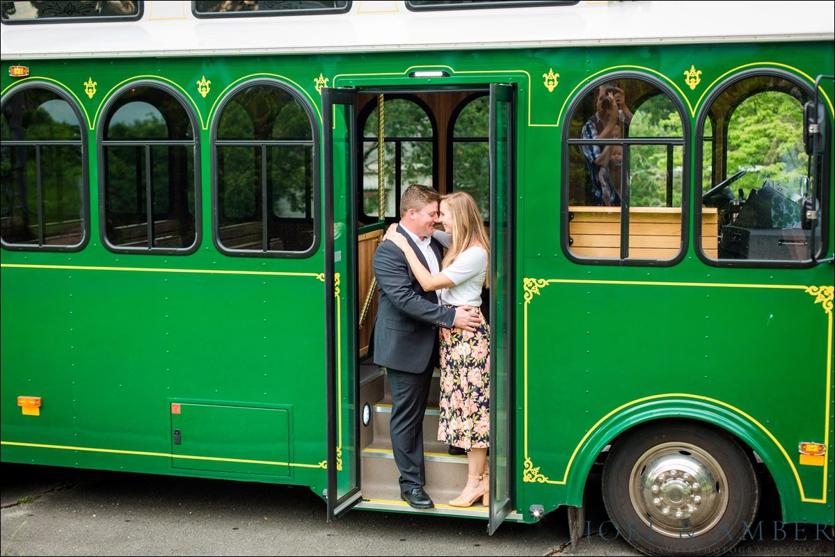 Green Trolley during anniversary photo session