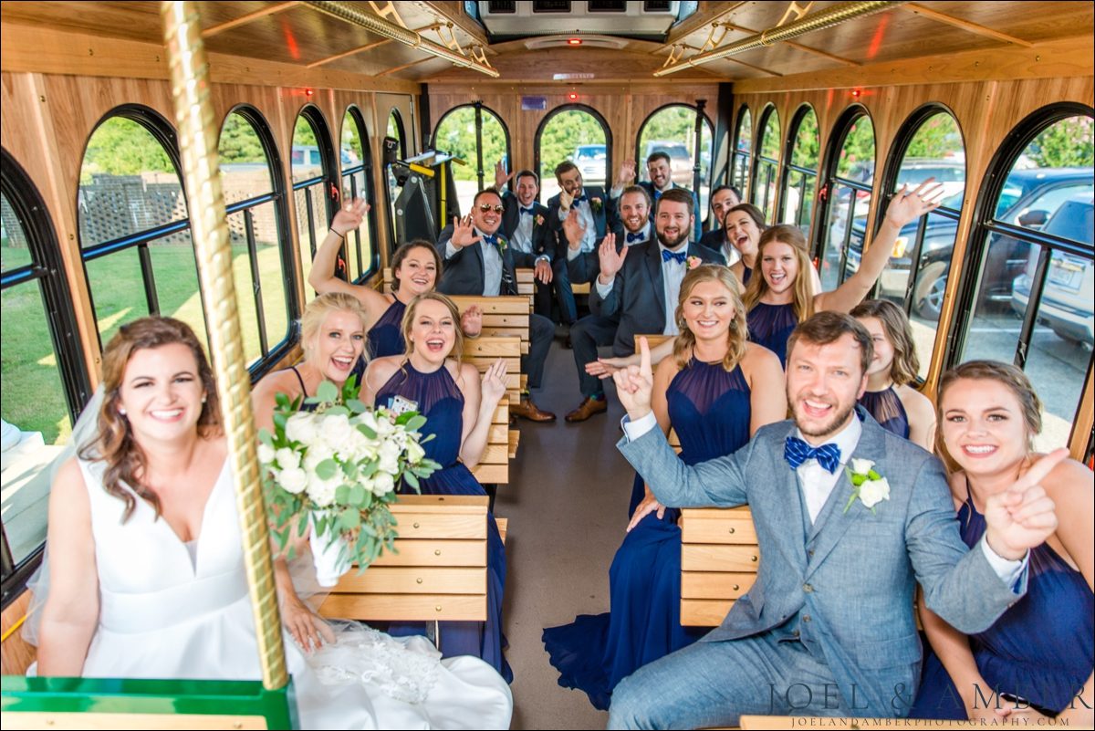 Wedding party on the Tuscumbia Trolley