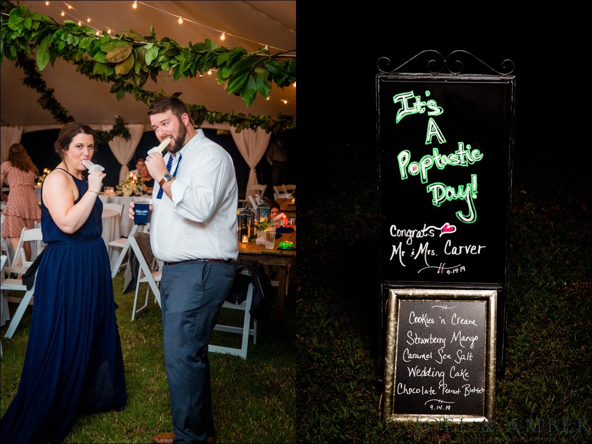 Frios popsicle cart at outdoor wedding reception