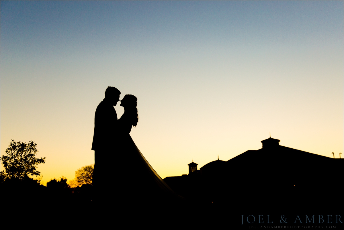 Sunset portrait at Huntsville Botanical Garden wedding