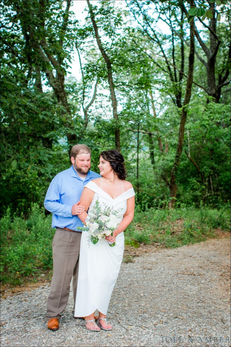 Bride and groom elopement portrait at Monte Sano State Park
