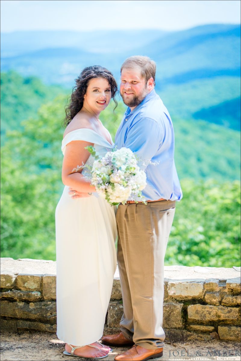 Bride and groom wedding portrait at Monte Sano State Park