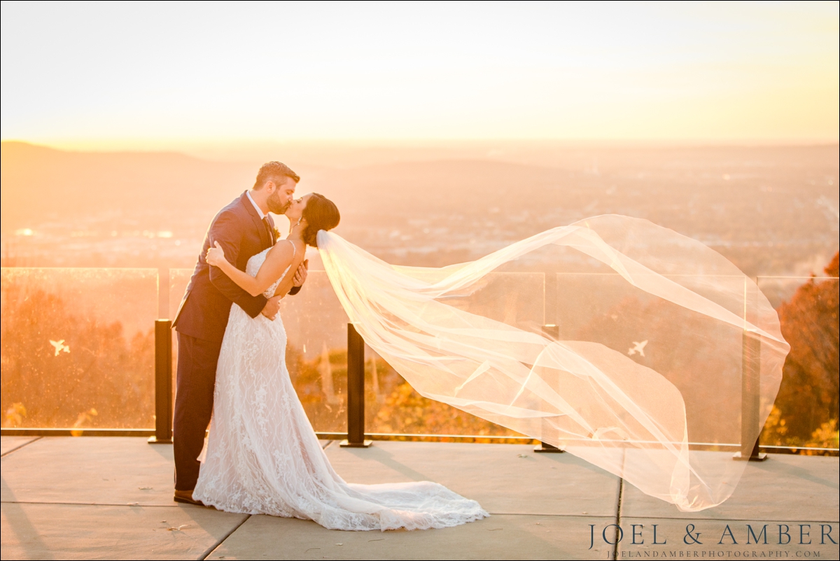 Sunset bride and groom photo at Burritt on the Mountain by Joel and Amber Photography
