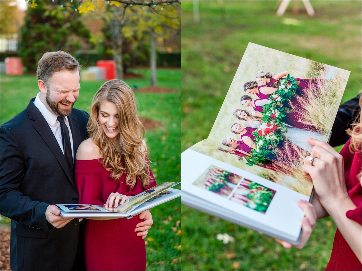 Couple Looking at Their Wedding Album