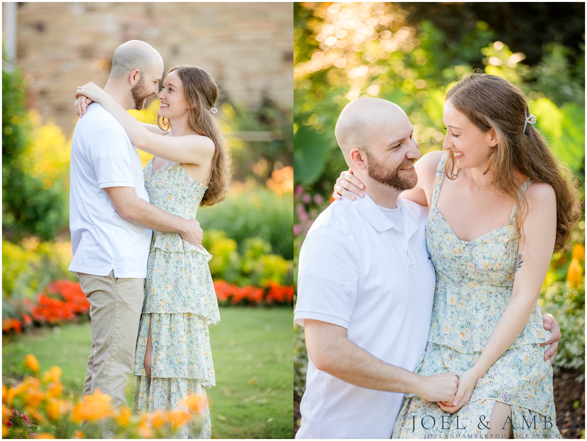 Golden Hour engagement session picture at Huntsville Botanical Garden