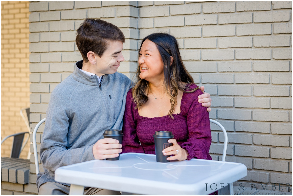 Fall Engagement Session at Honest Coffee in downtown Huntsville