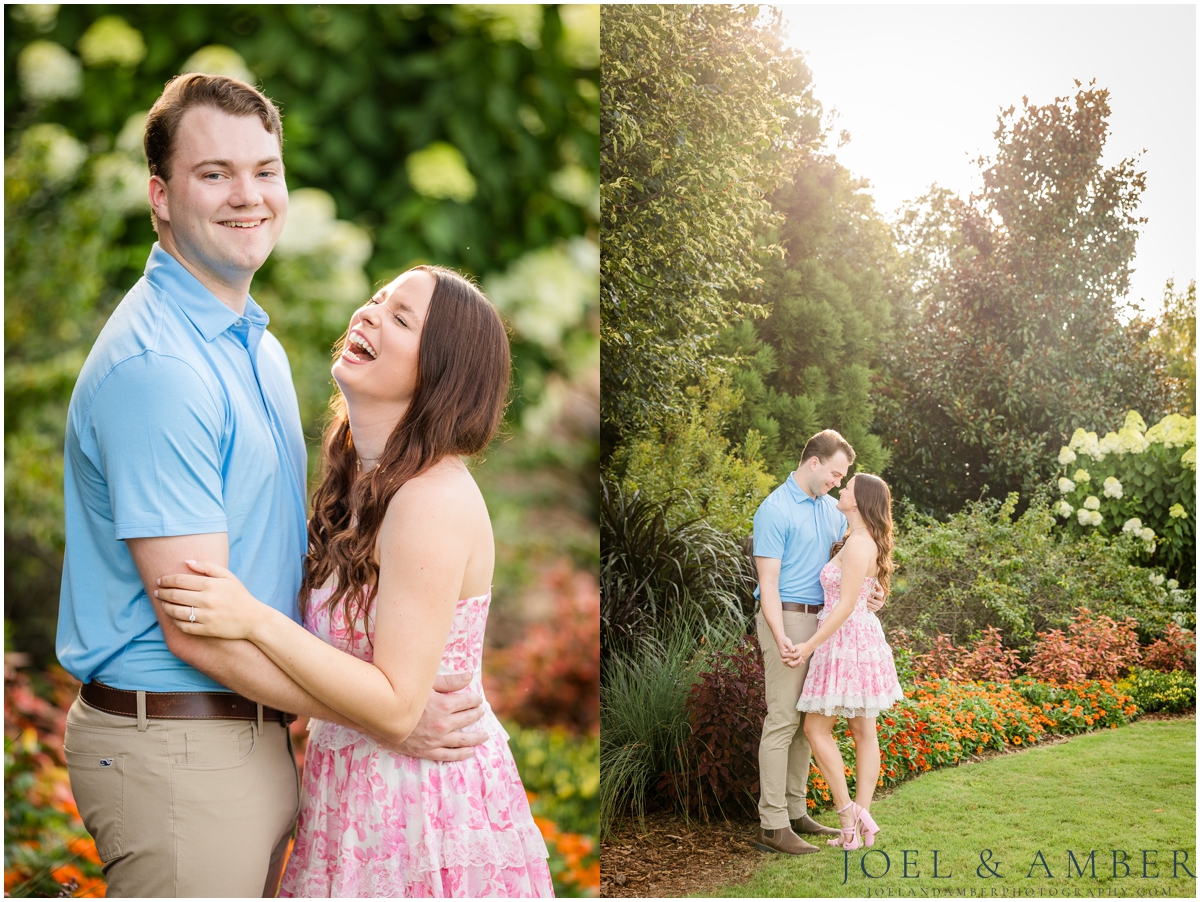 Pop of Pink summer engagement session at Huntsville Botanical Garden