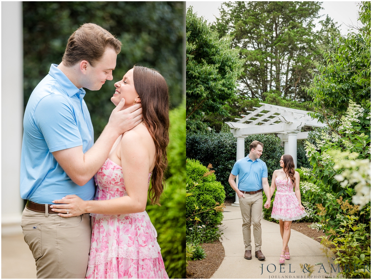 Pop of Pink summer engagement session at Huntsville Botanical Garden