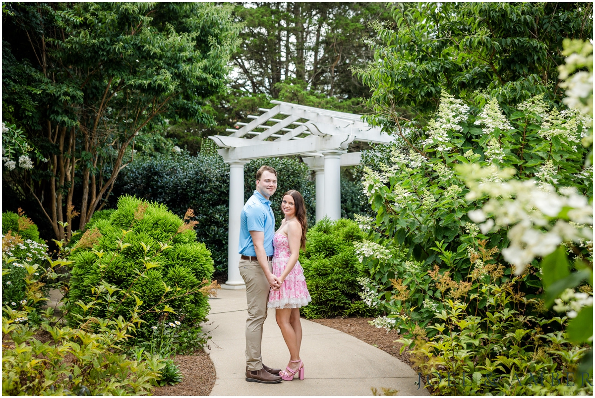 Pop of Pink summer engagement session at Huntsville Botanical Garden