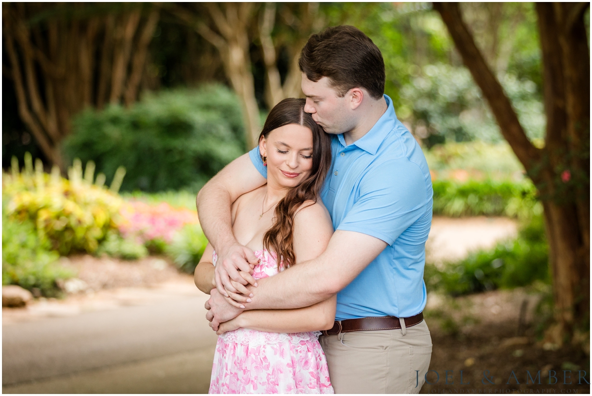 Pop of Pink summer engagement session at Huntsville Botanical Garden