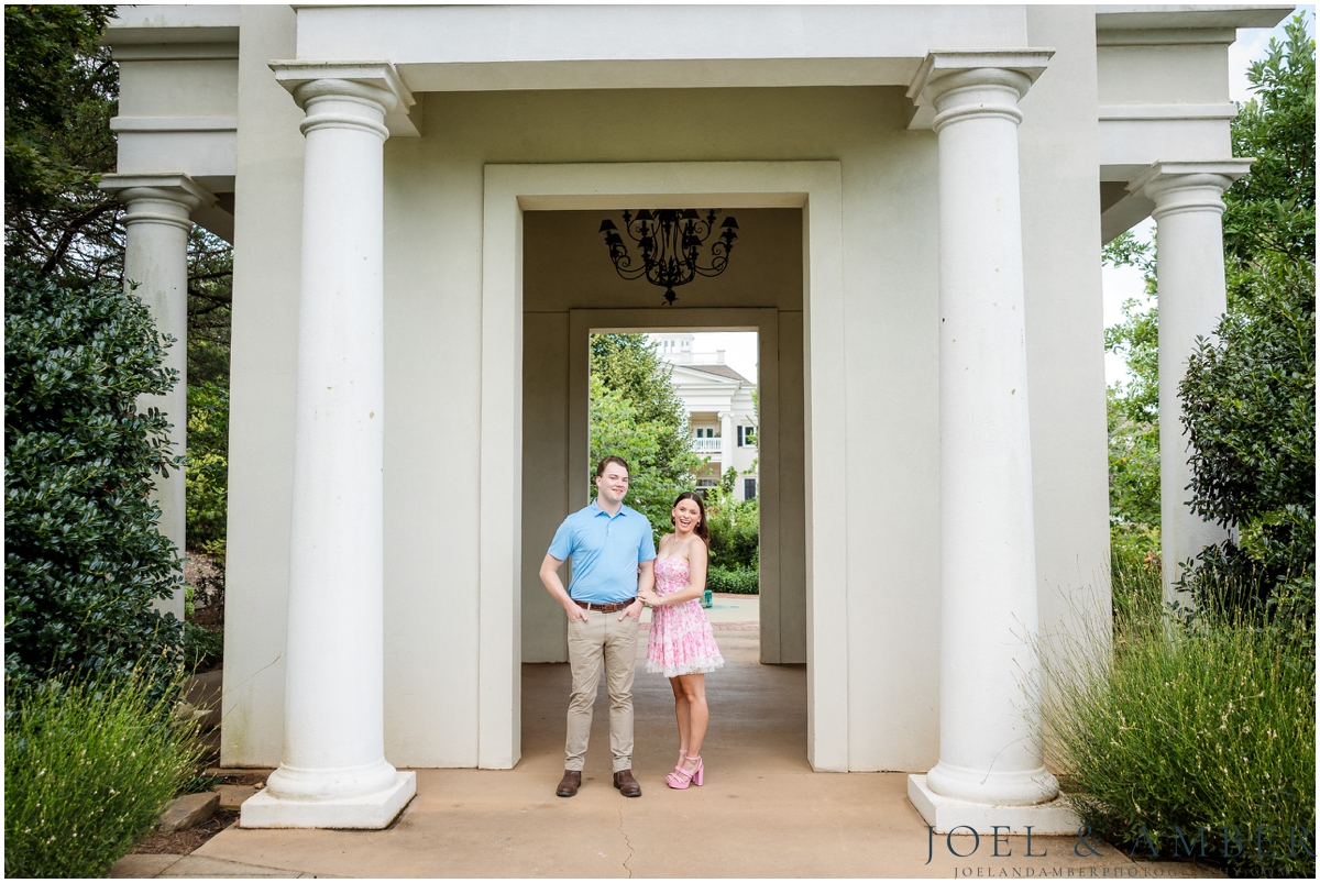 Pop of Pink summer engagement session at Huntsville Botanical Garden