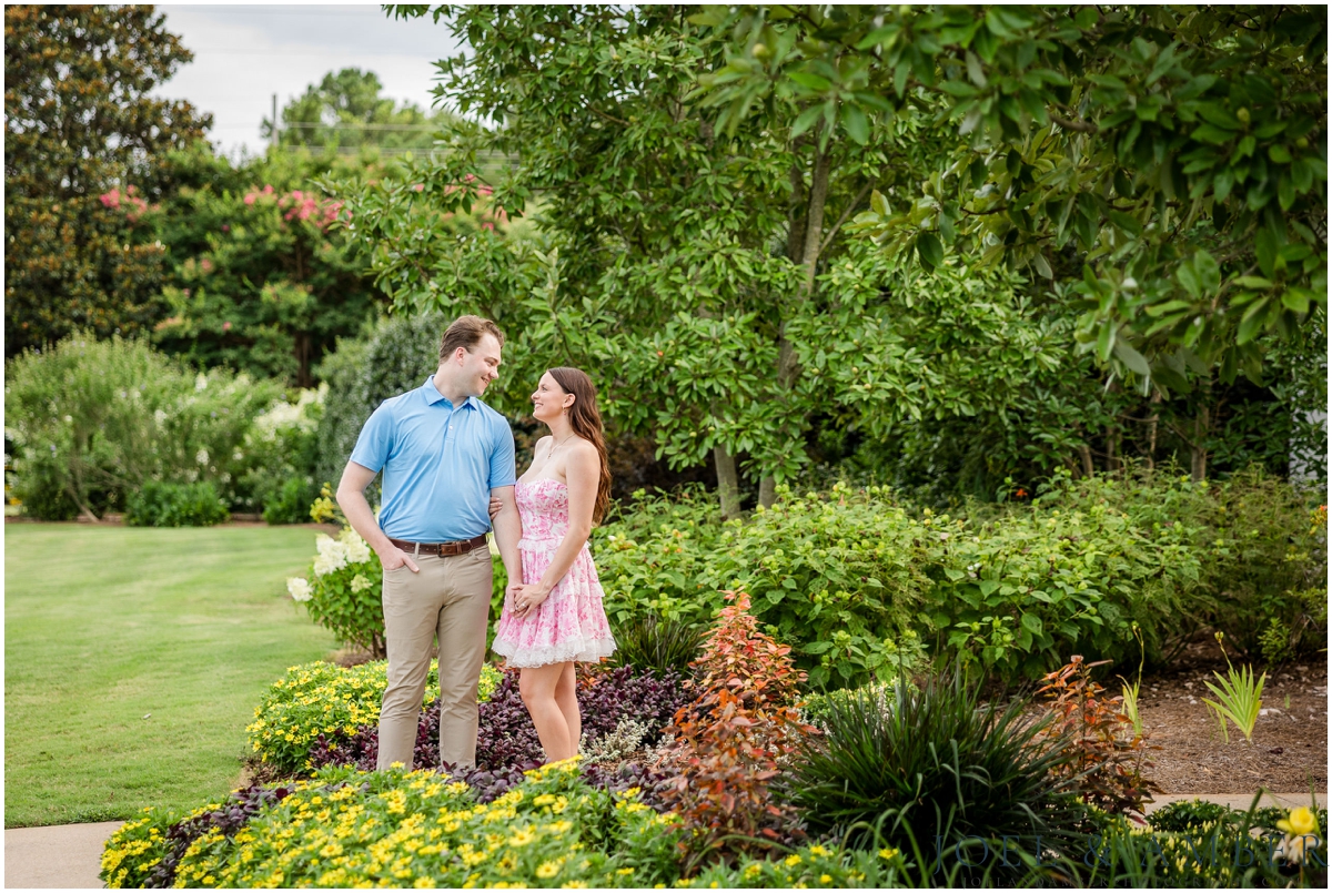 Pop of Pink summer engagement session at Huntsville Botanical Garden