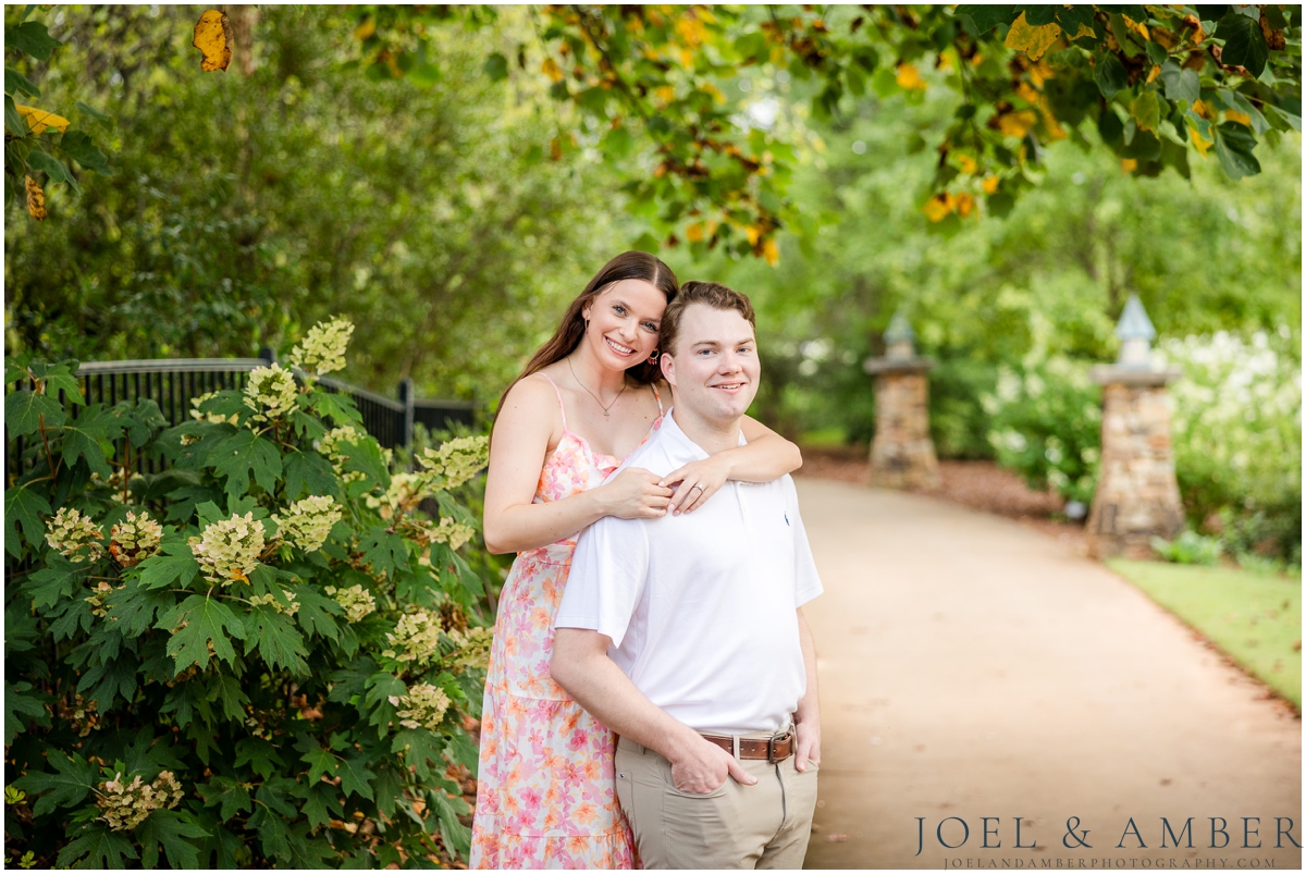 Pop of Pink summer engagement session at Huntsville Botanical Garden