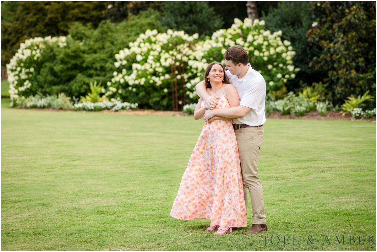 Pop of Pink summer engagement session at Huntsville Botanical Garden