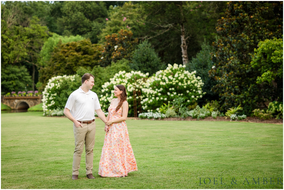 Pop of Pink summer engagement session at Huntsville Botanical Garden
