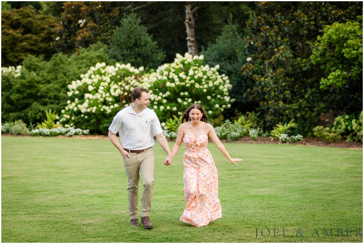 Pop of Pink summer engagement session at Huntsville Botanical Garden
