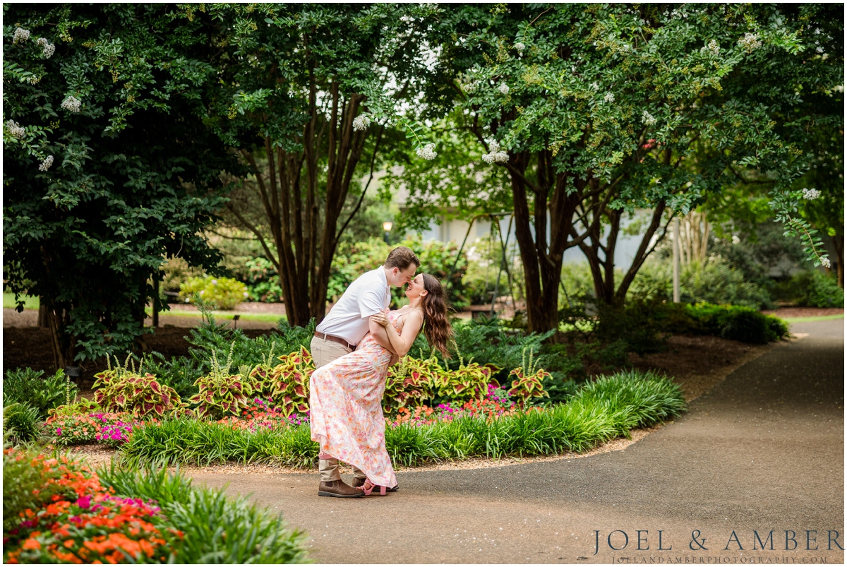 Pop of Pink summer engagement session at Huntsville Botanical Garden
