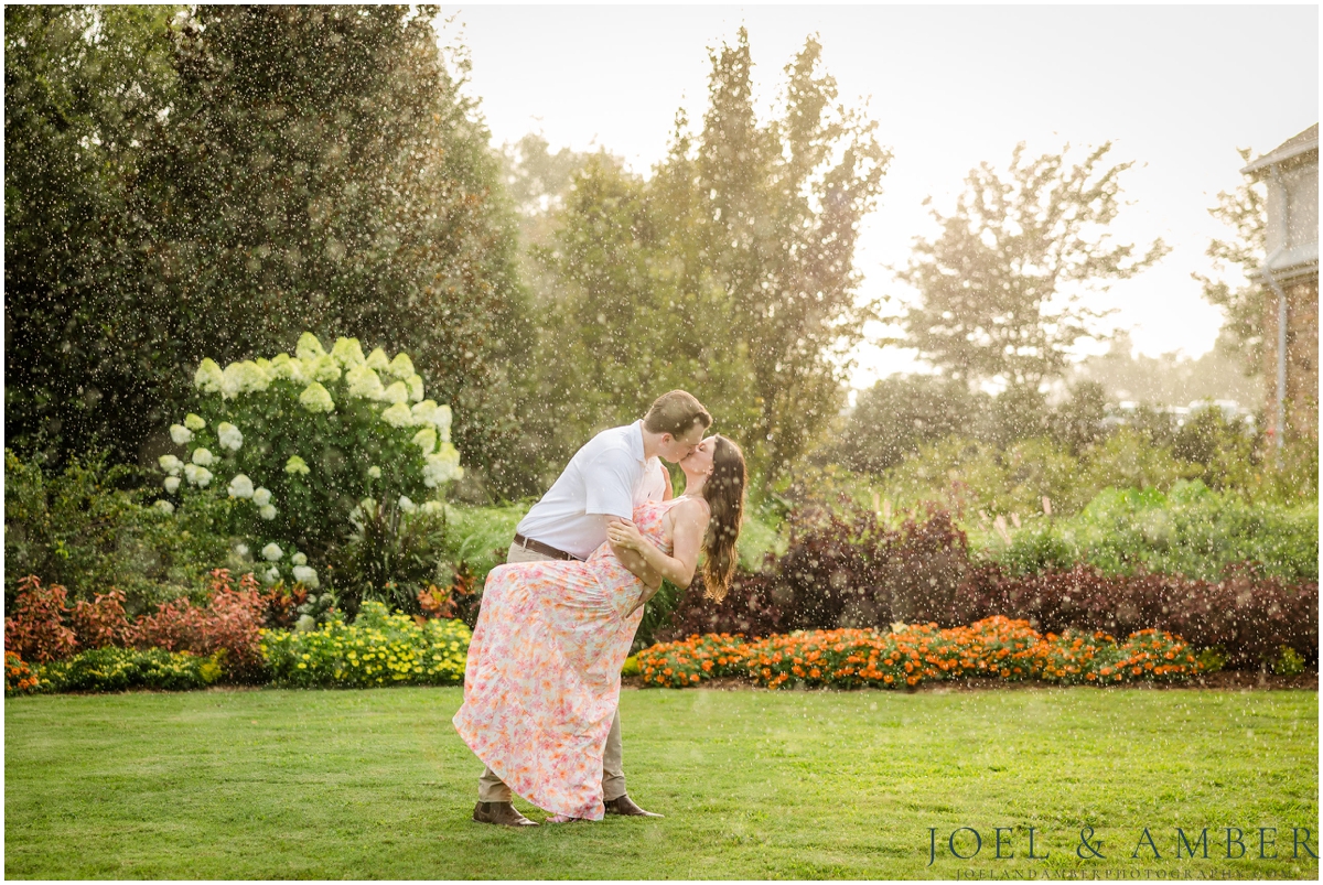 Pop of Pink summer engagement session at Huntsville Botanical Garden