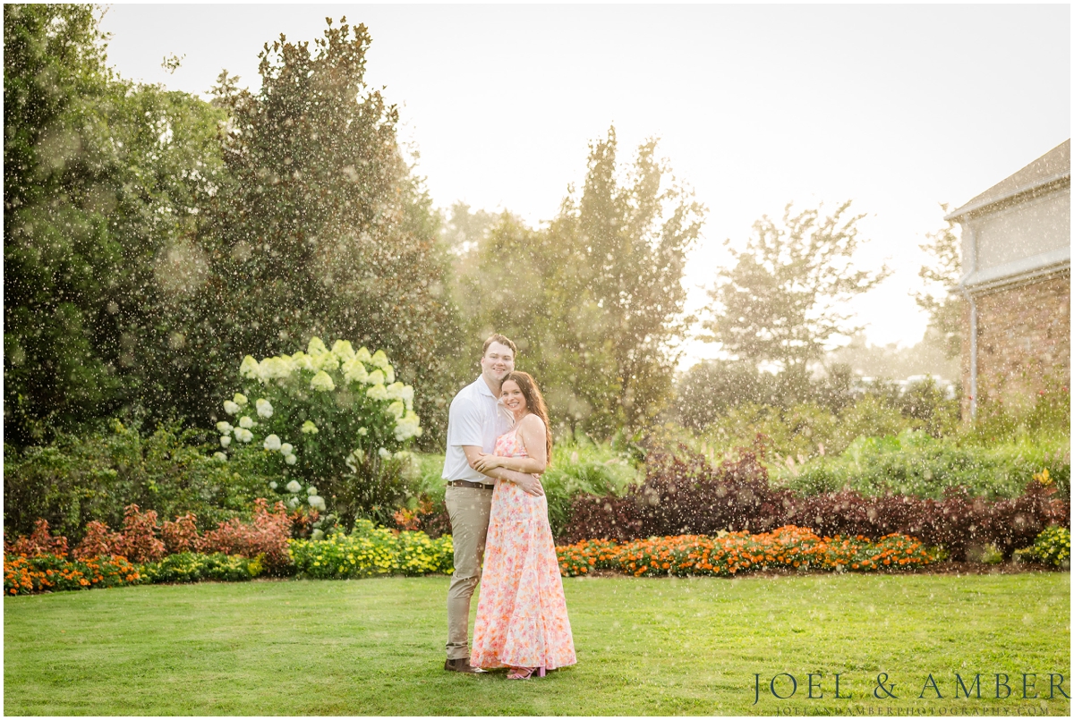Pop of Pink summer engagement session at Huntsville Botanical Garden