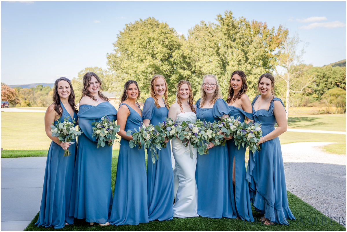 Casey Acres at Chigger Farms Fall Wedding Bridal party portrait