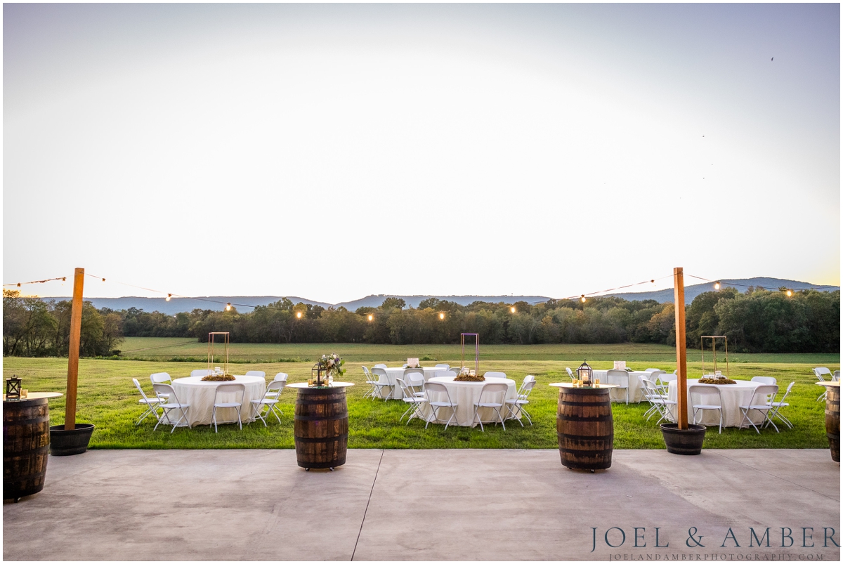 Casey Acres at Chigger Farms Fall Wedding Reception space