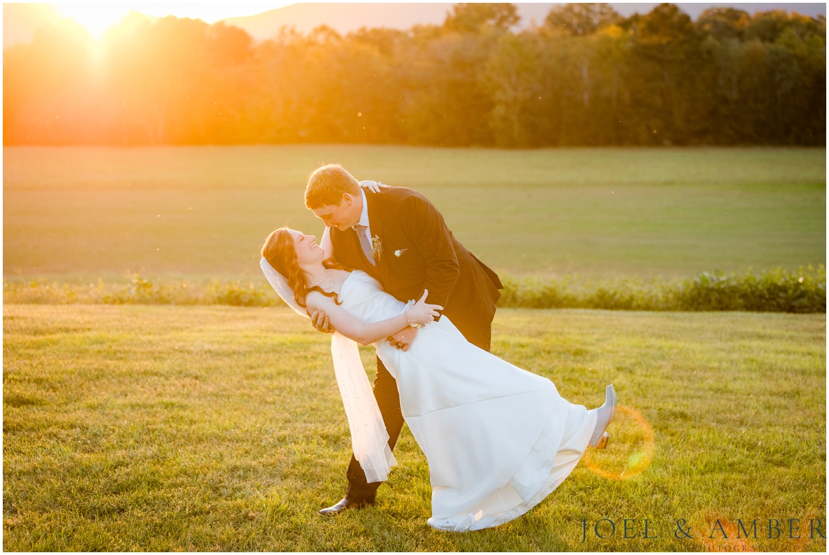 Casey Acres at Chigger Farms Fall Wedding Sunset bride and groom portraits