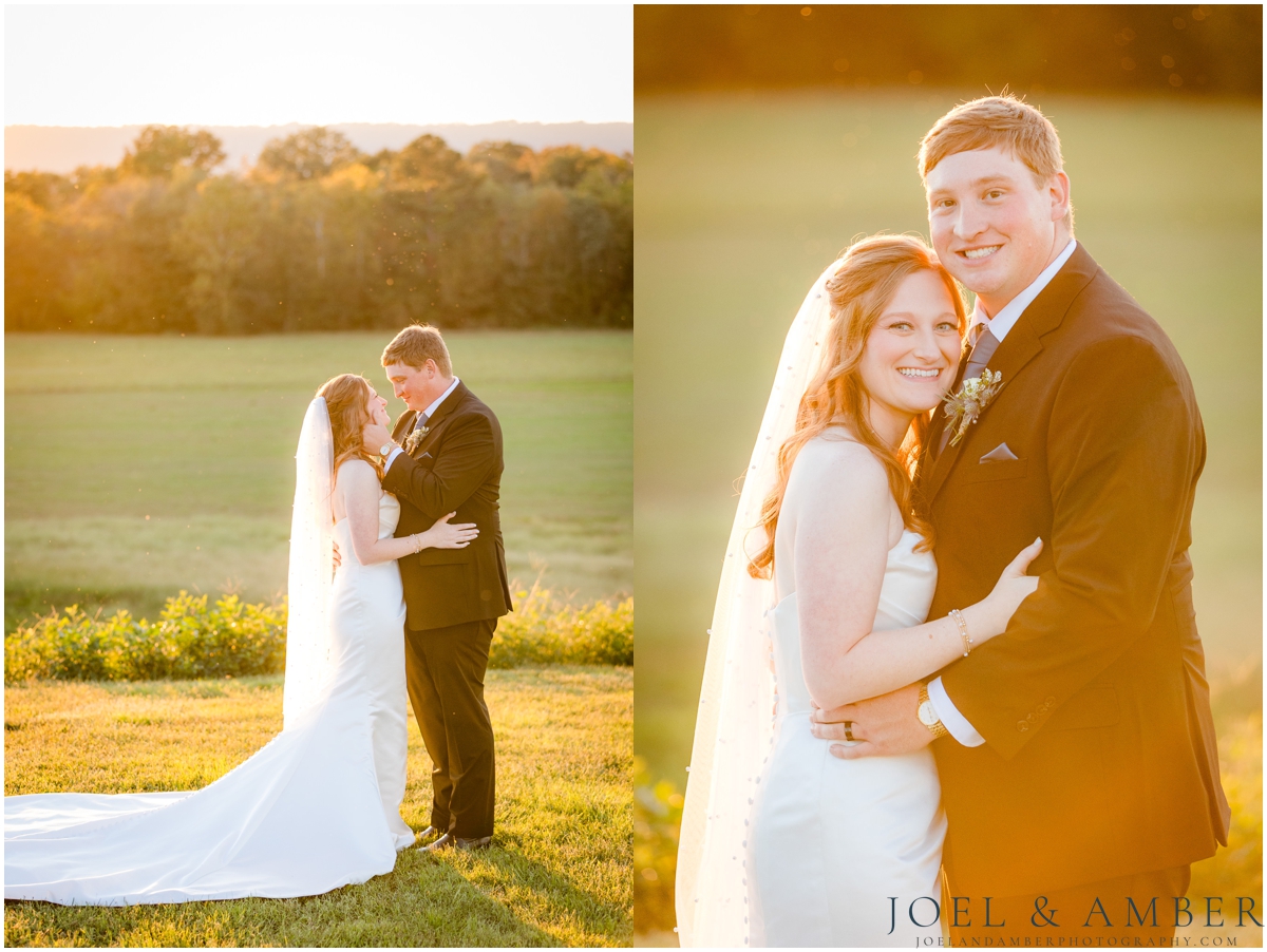Casey Acres at Chigger Farms Fall Wedding Sunset bride and groom portraits