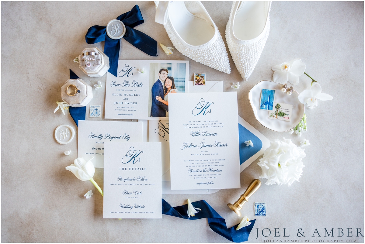Blue and White Winter Burritt on the Mountain Wedding