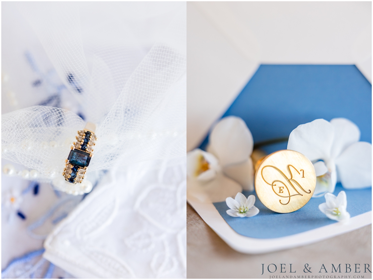 Blue and White Winter Burritt on the Mountain Wedding