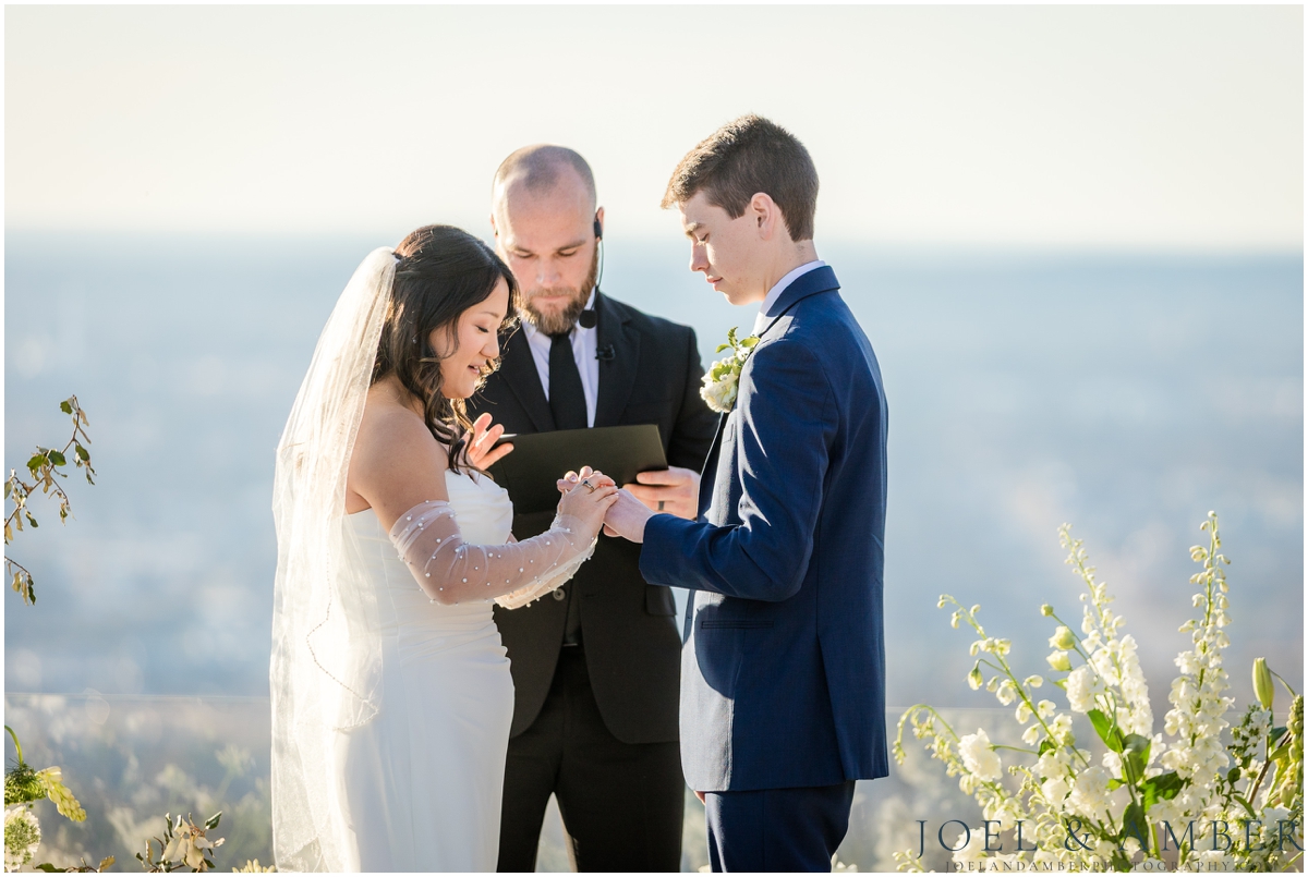 Blue and White Winter Burritt on the Mountain Wedding