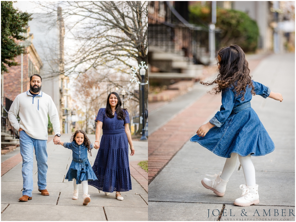 Winter Family Portrait Session in Downtown Huntsville