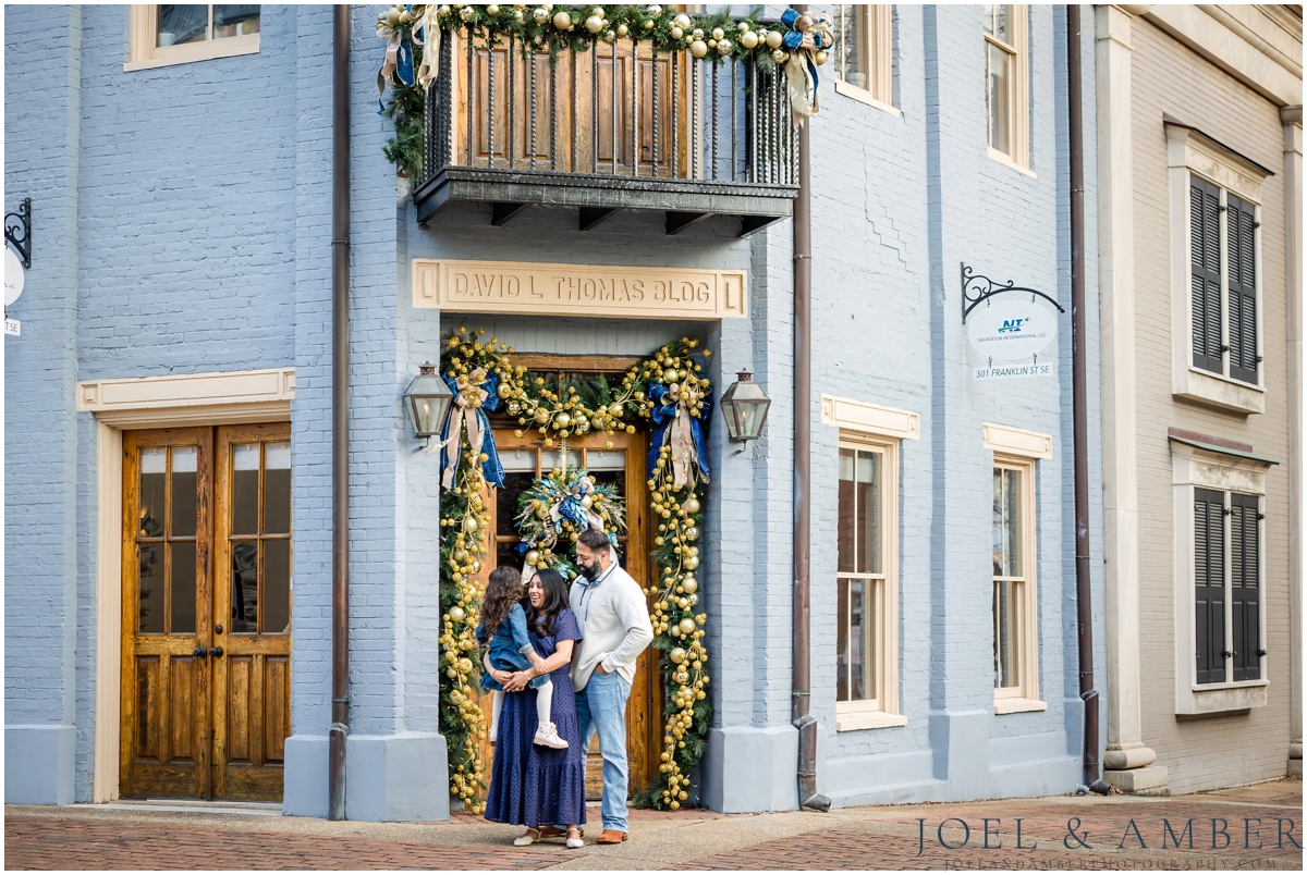 Winter Family Portrait Session in Downtown Huntsville
