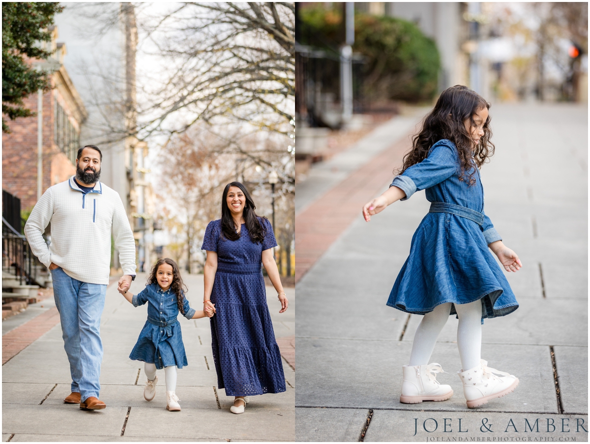 Winter Family Portrait Session in Downtown Huntsville