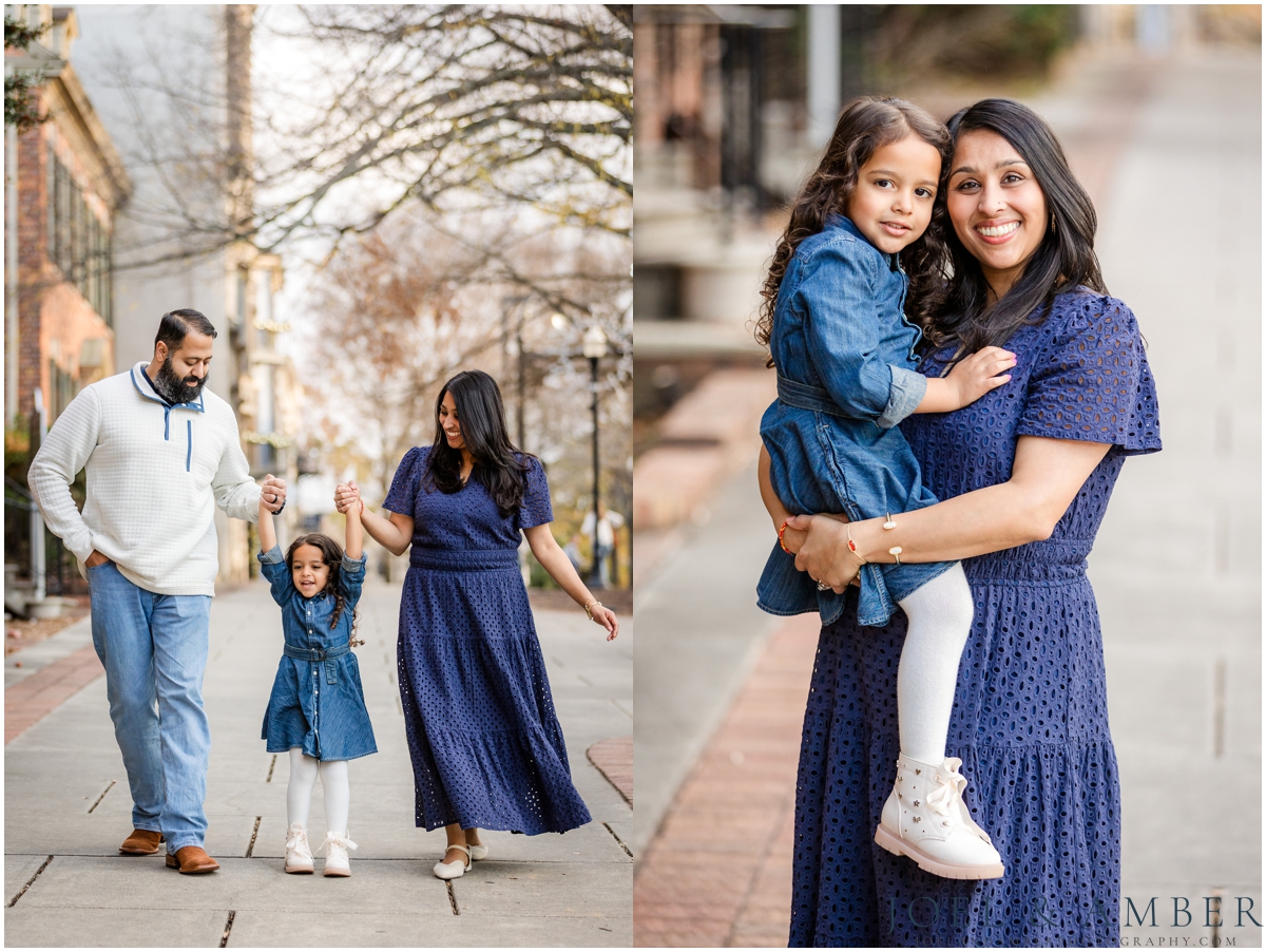Winter Family Portrait Session in Downtown Huntsville