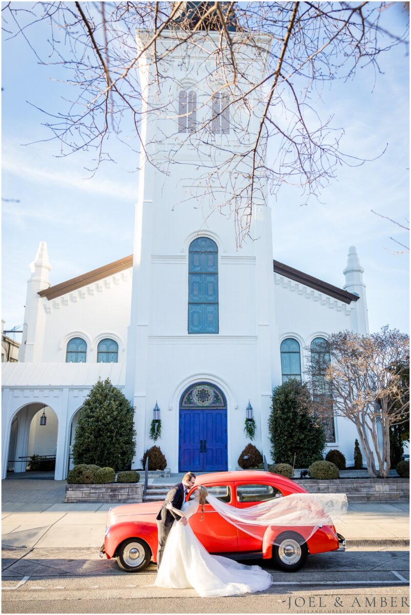 Best of Huntsville Weddings 2025 bride and groom portrait First United Methodist Church