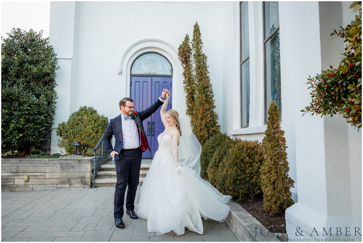 Best of Huntsville Weddings 2025 bride and groom portrait First UMC