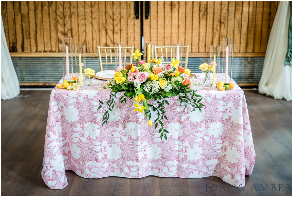 White Barn at Padgett Place Wedding reception details